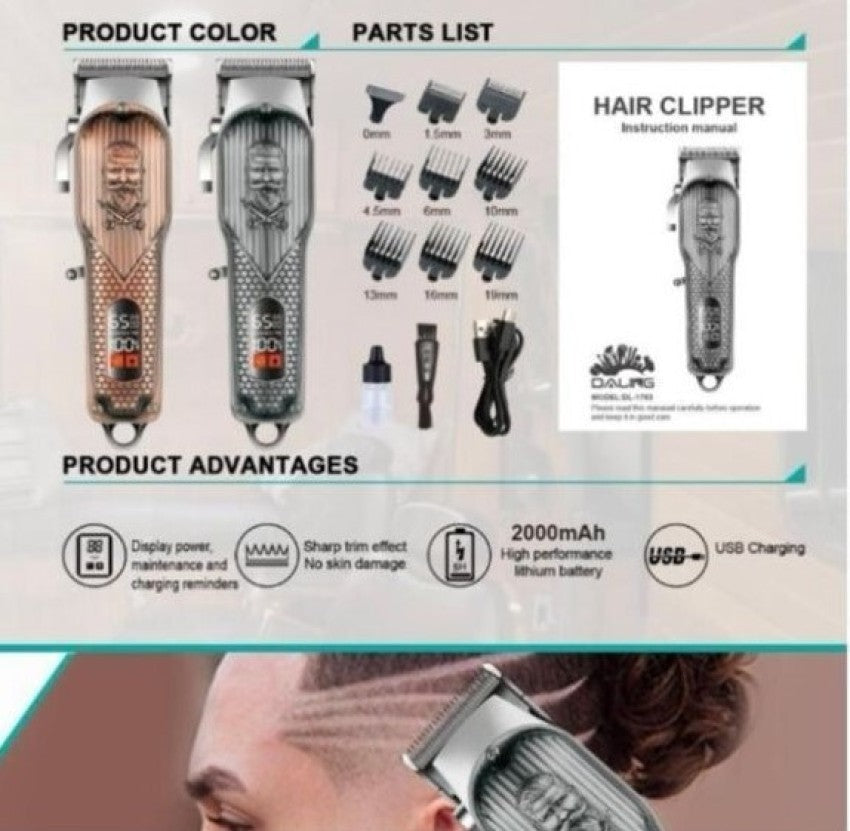 Cortadora de Cabello Recargable PREMIUN para uso personal DL 1753 CLICK STORE